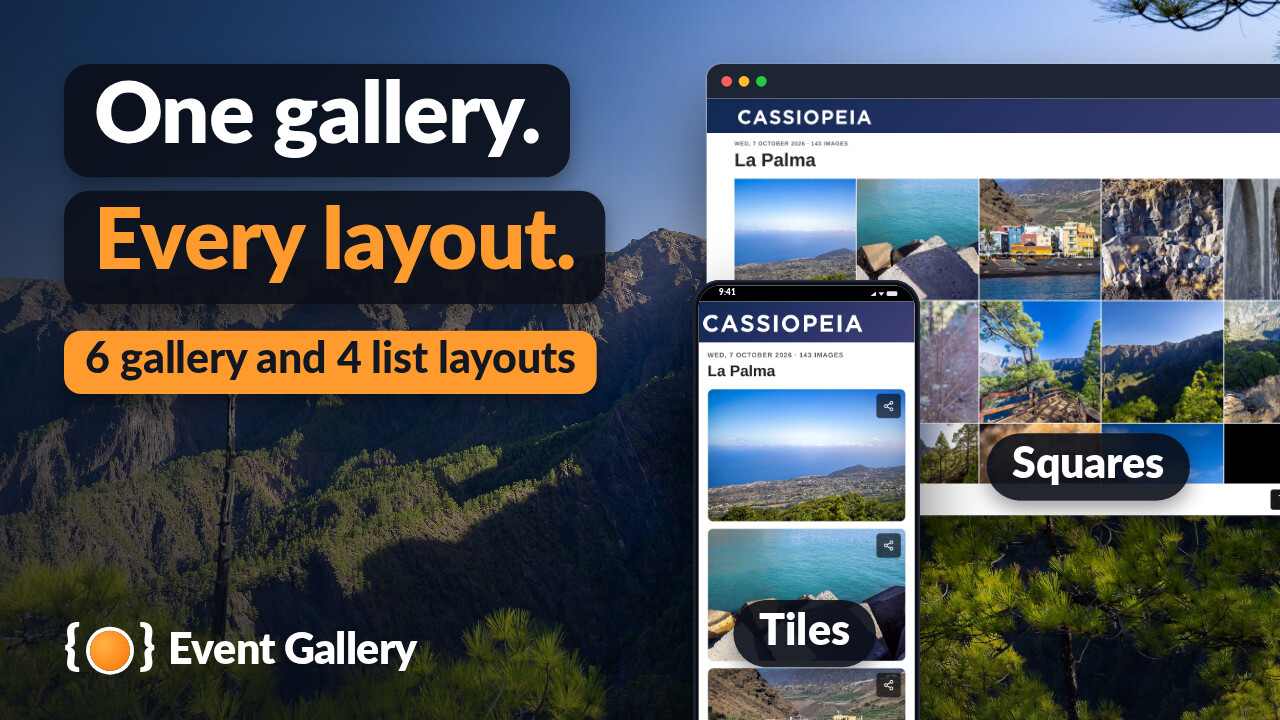 One gallery of La Palma in two layouts: squares on a desktop, tiles on a phone.