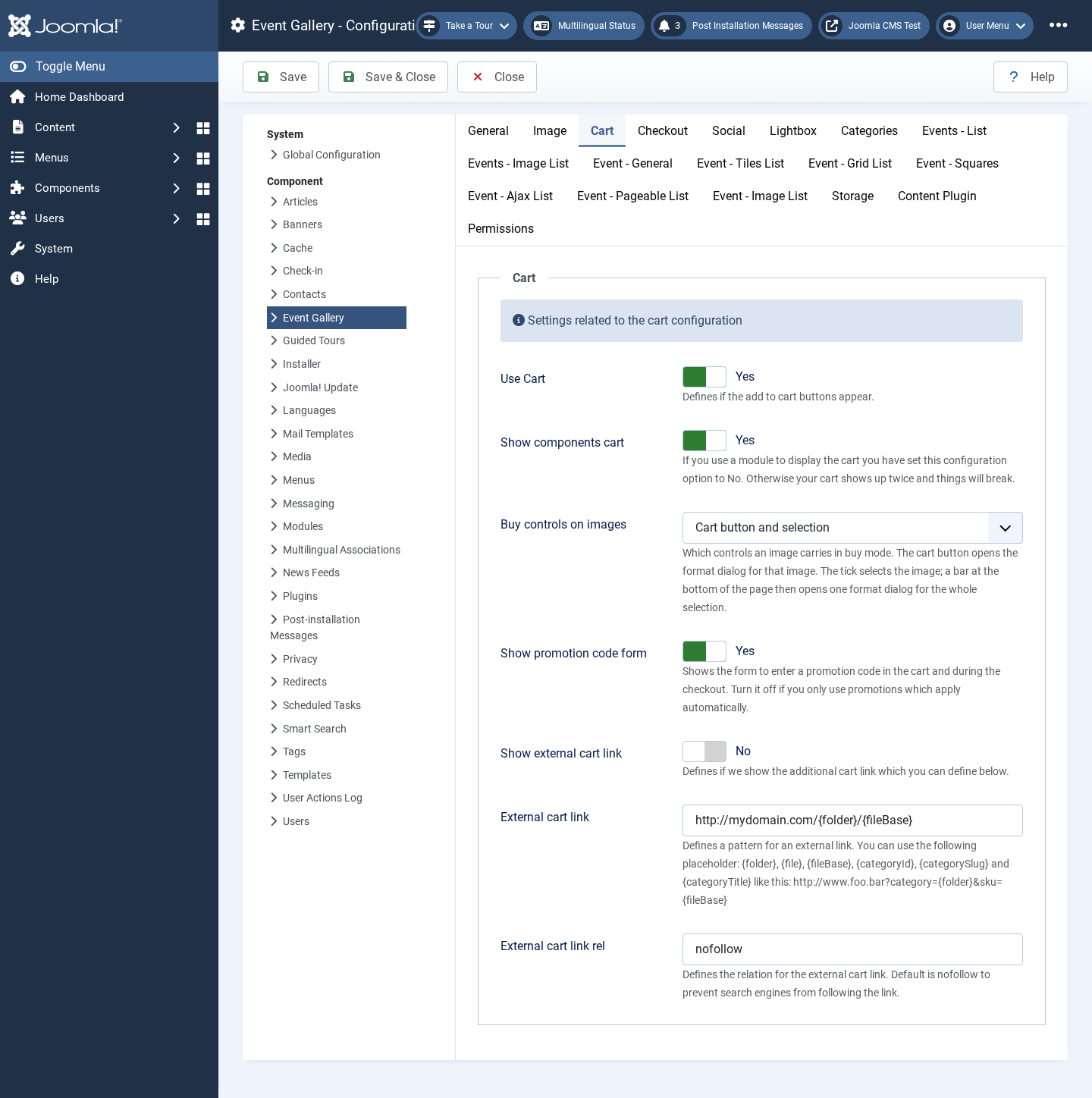 backend configuration cart