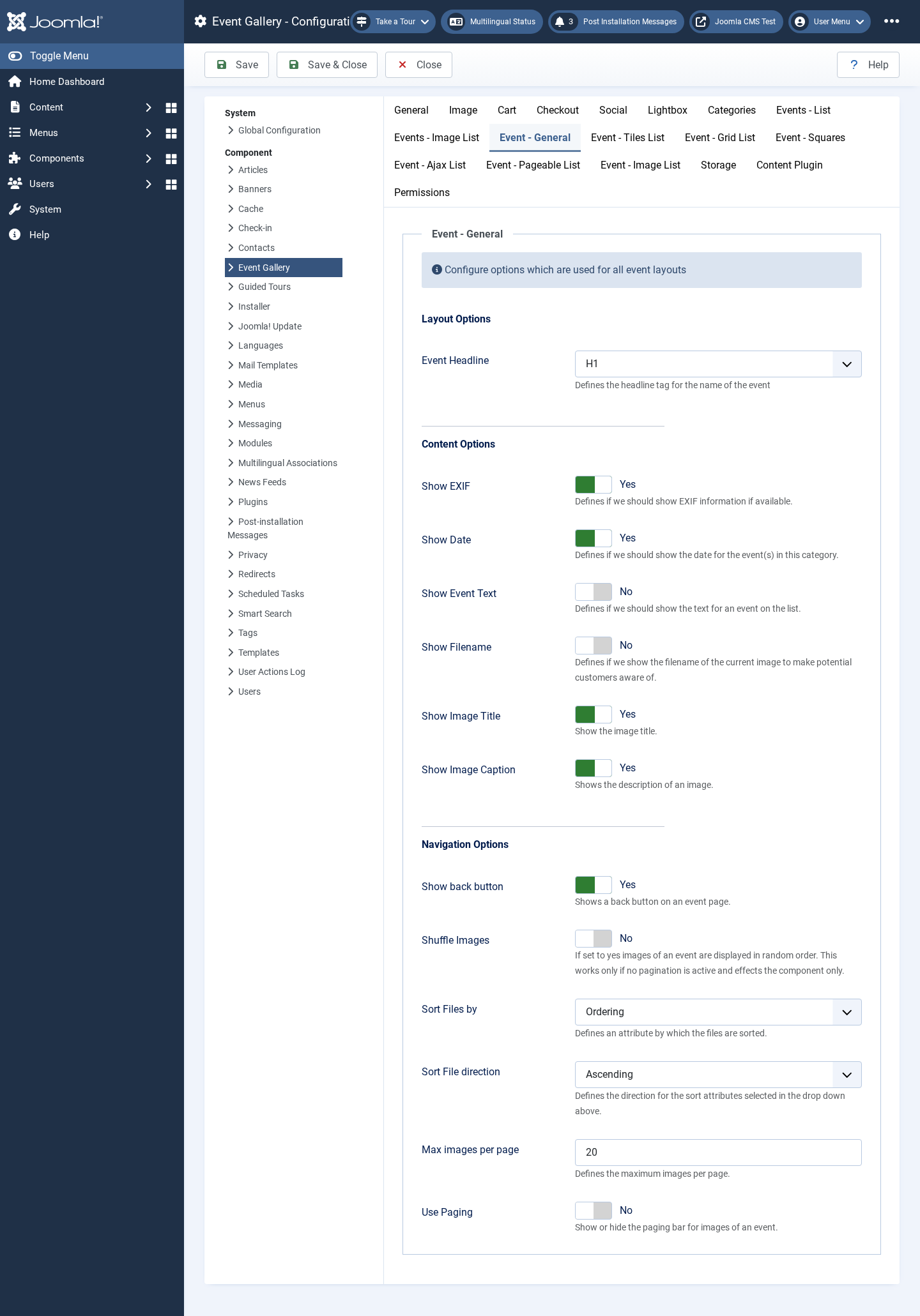backend configuration event general