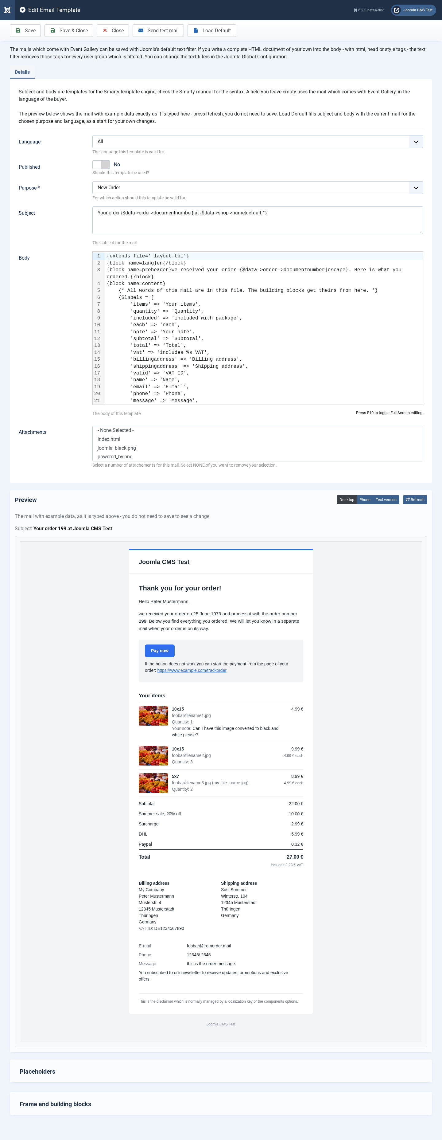 backend emailtemplate