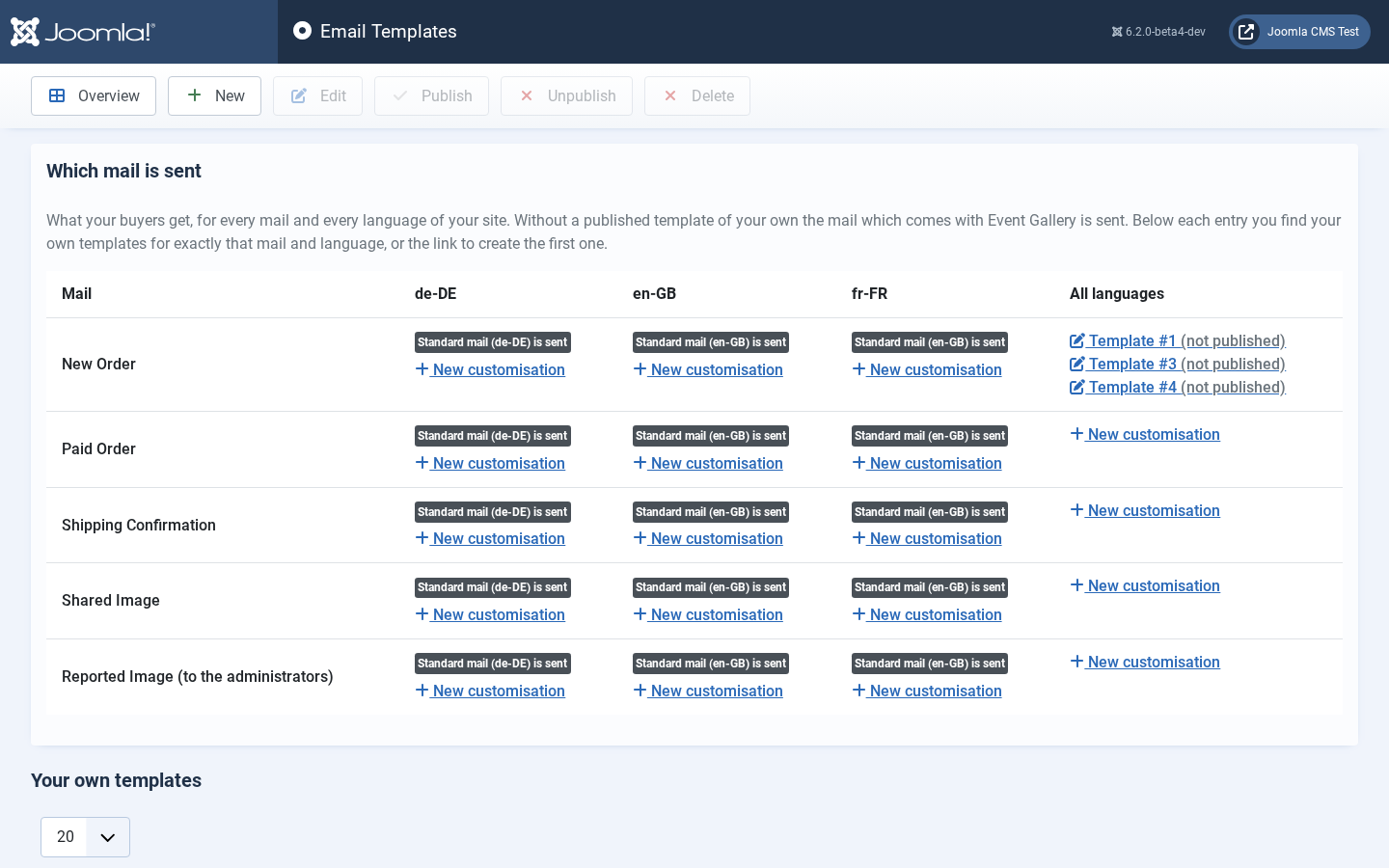 backend emailtemplates
