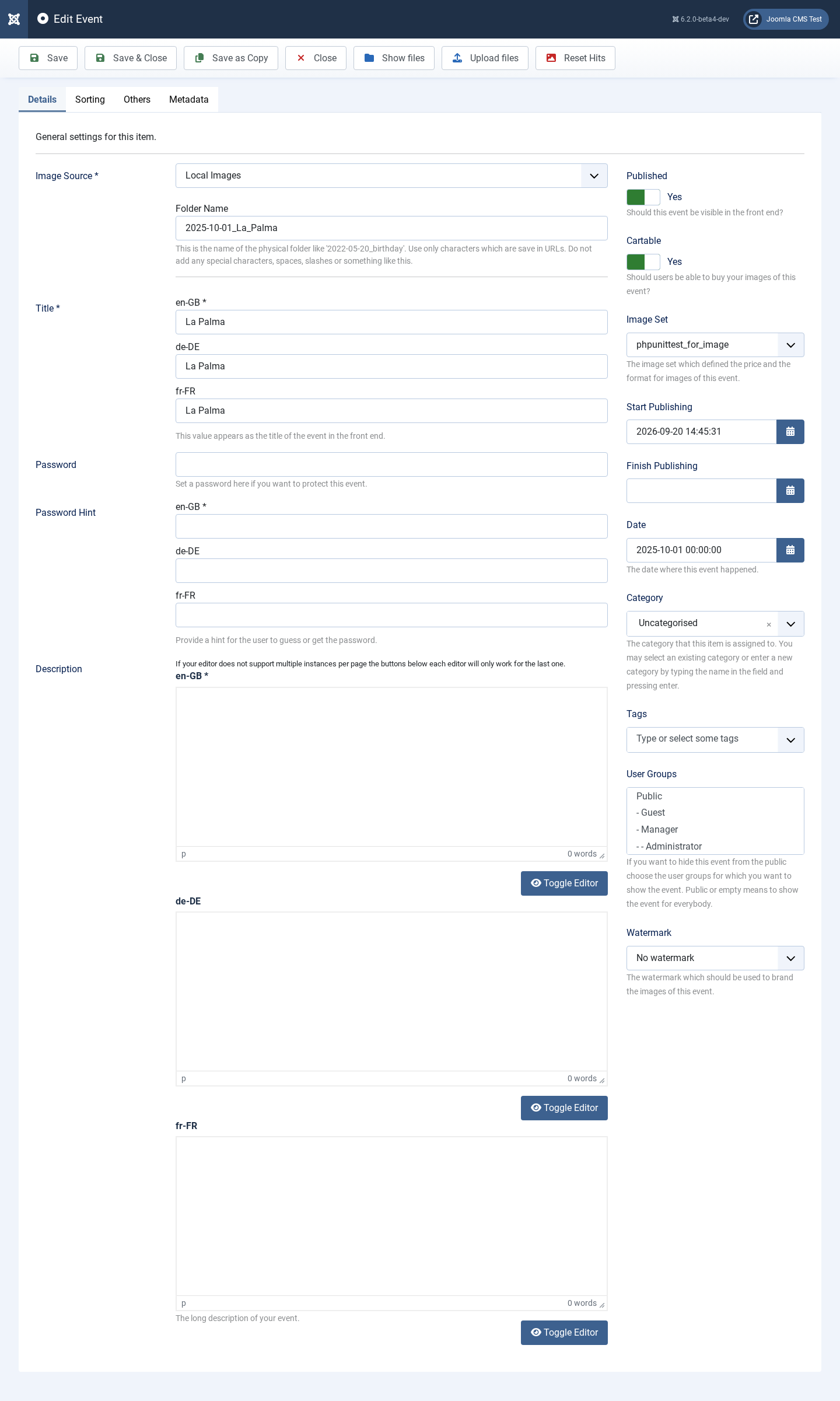 backend event create