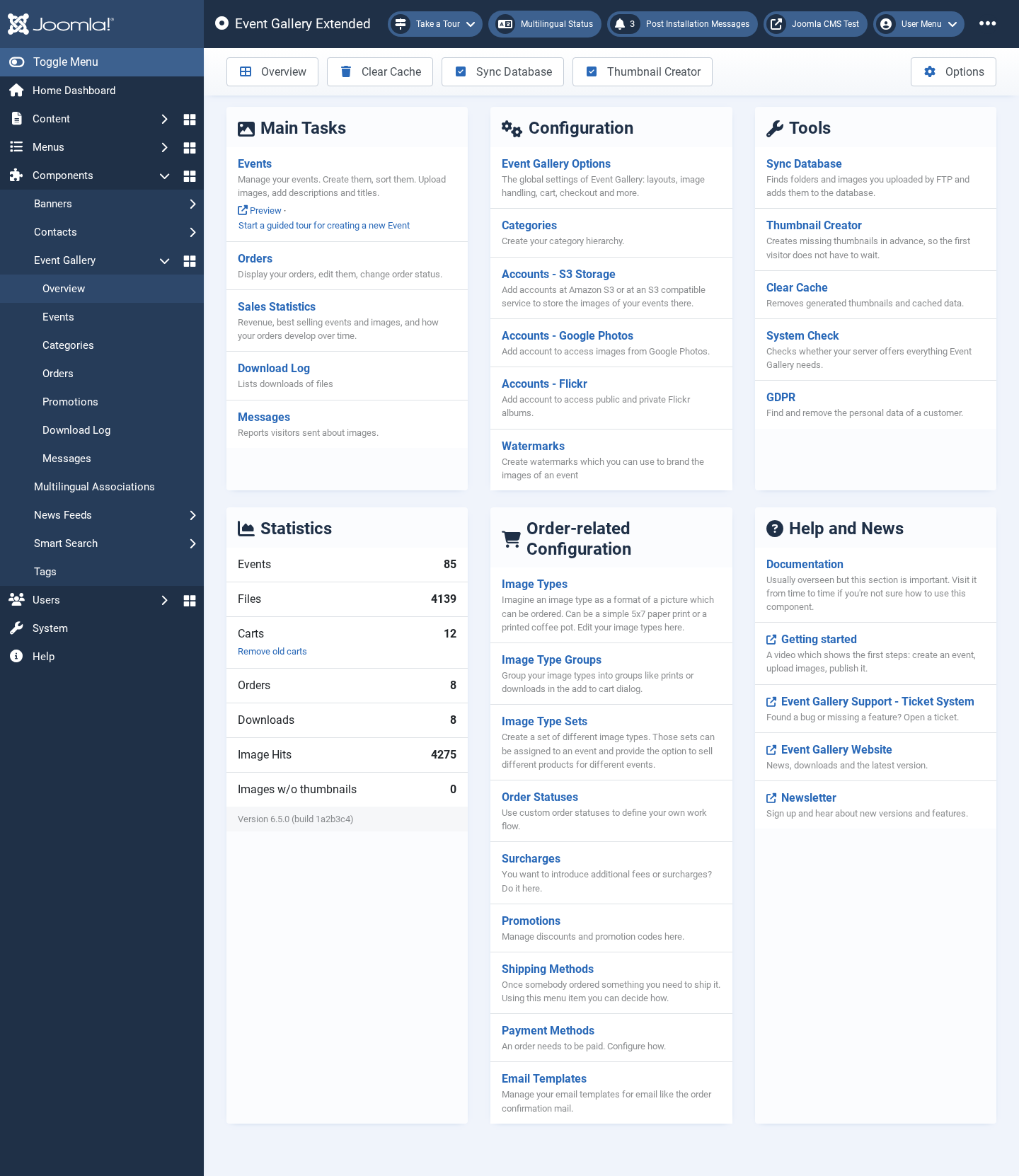 backend overview screen