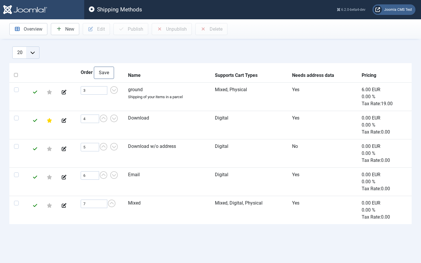 backend shippingmethods
