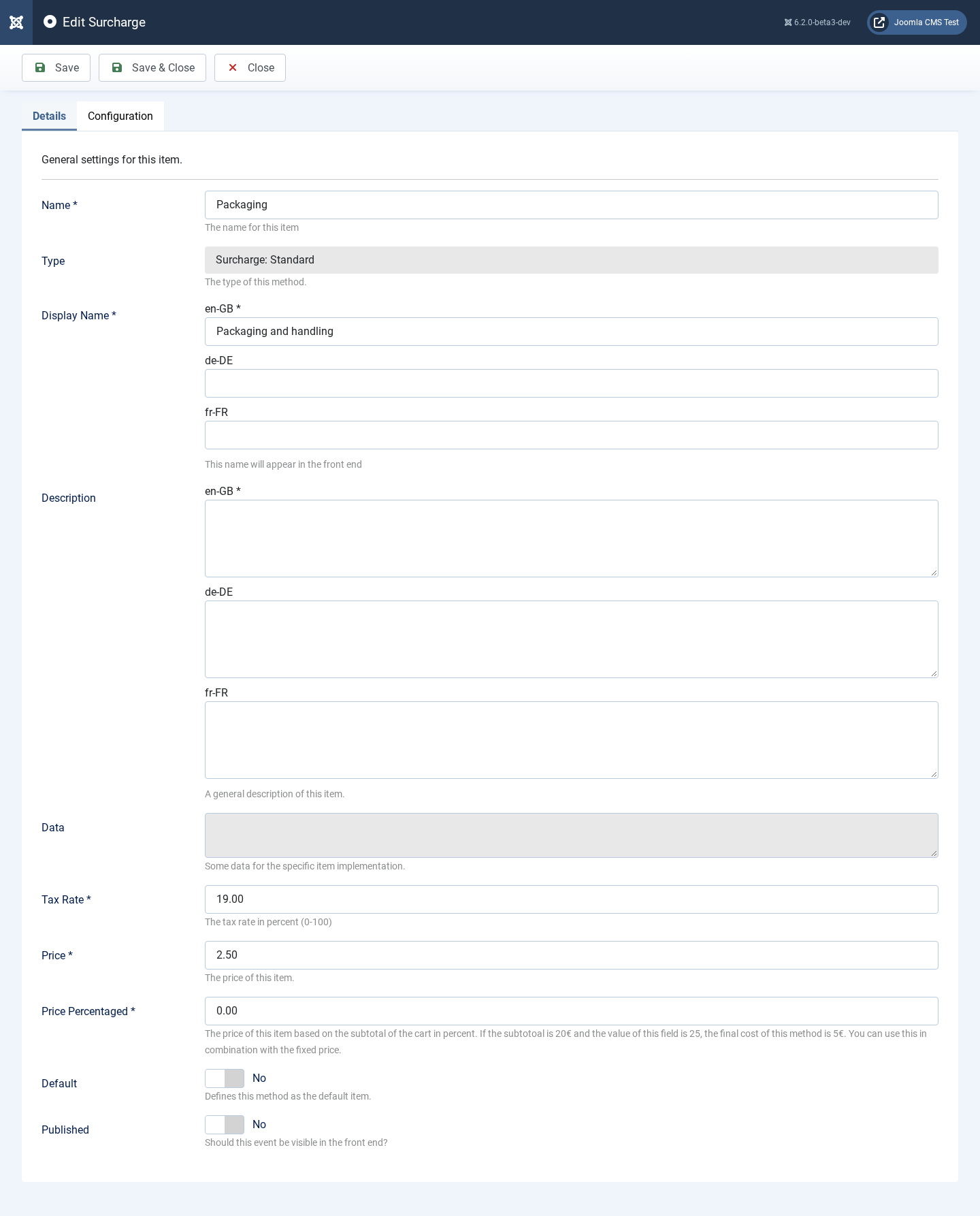 backend surcharge