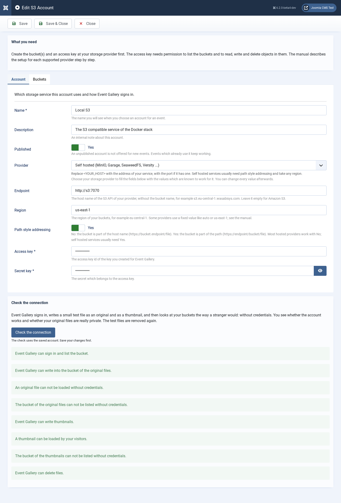 s3 account check